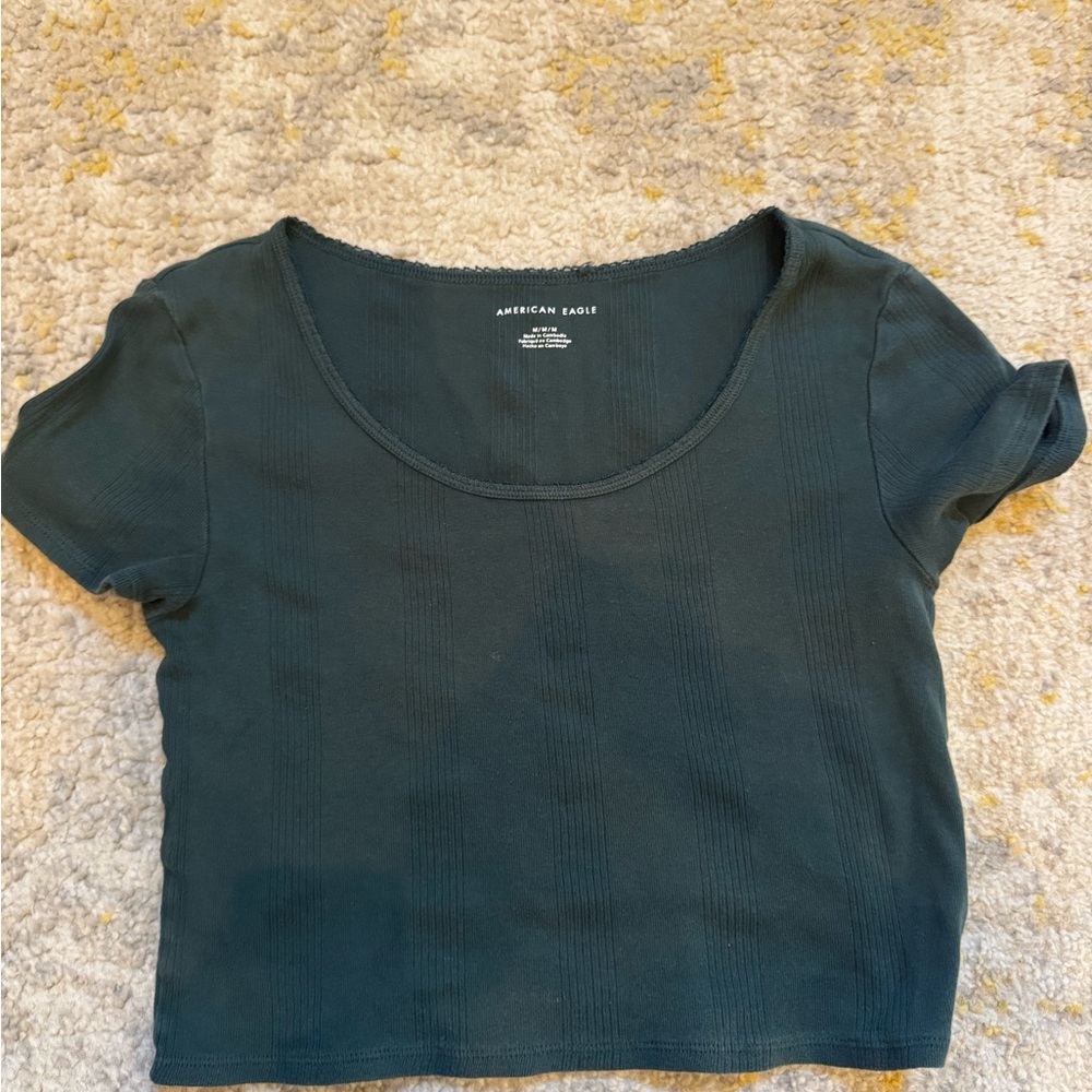 American Eagle Outfitters Dark Green Crop Top